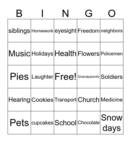 Timmy Bingo Card