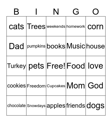 Sierra Bingo Card