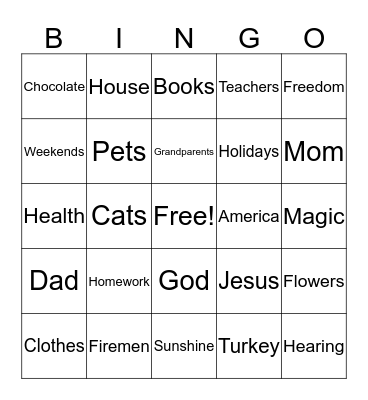 Blake Bingo Card