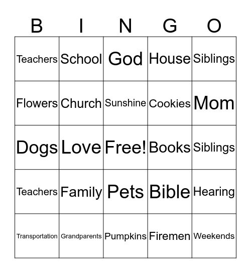 Tristan Bingo Card