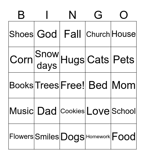 Kalee Bingo Card