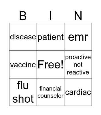 Sinai Medical Group Bingo Card