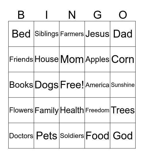 Ryan Bingo Card