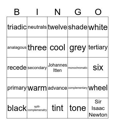COLOR THEORY Bingo Card