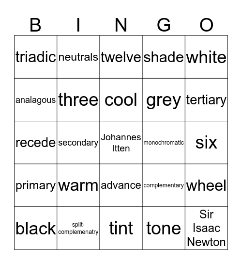COLOR THEORY Bingo Card