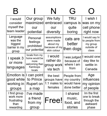 Diversity BINGO! Bingo Card