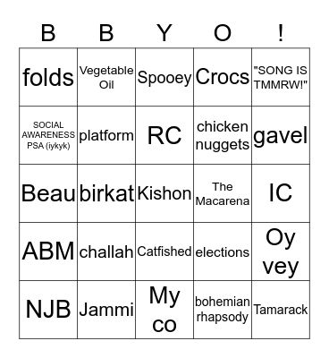 BBYBINGO: senior lives Bingo Card