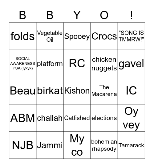 BBYBINGO: senior lives Bingo Card