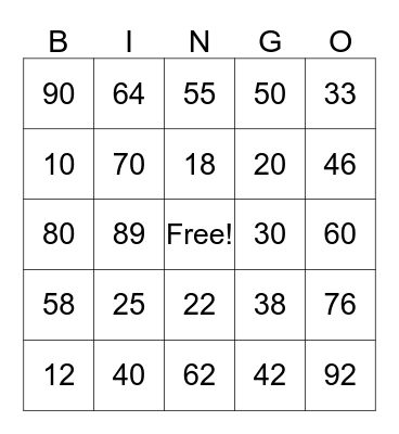 Addition with Double Digit's  Bingo Card