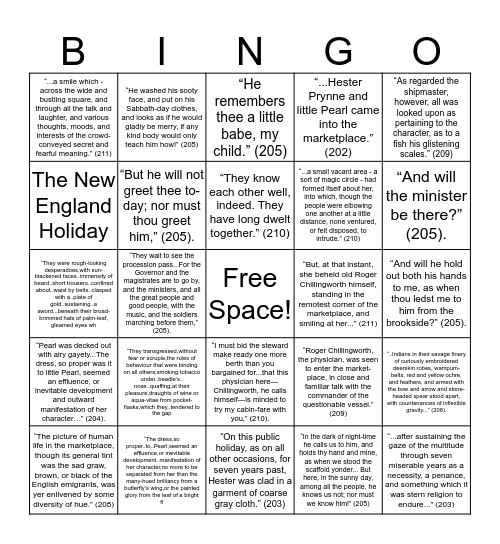 Chapter 21 Bingo Card