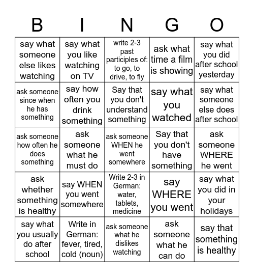 Year 8 - Revision Bingo 2018/19 Bingo Card