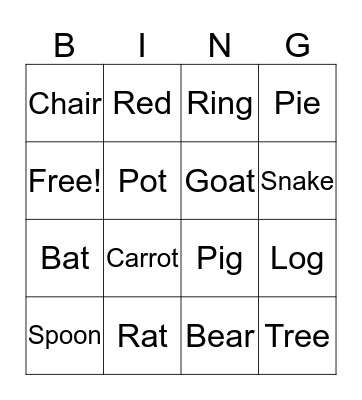 Rhyme Time Bingo! Bingo Card