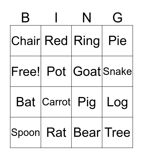 Rhyme Time Bingo! Bingo Card