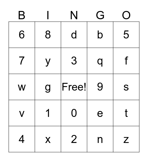 SWINGO.... Bingo Card