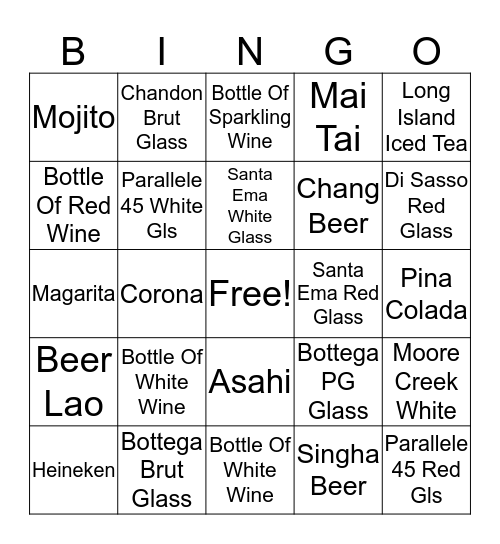 Liquid Pool Bar Bingo Card