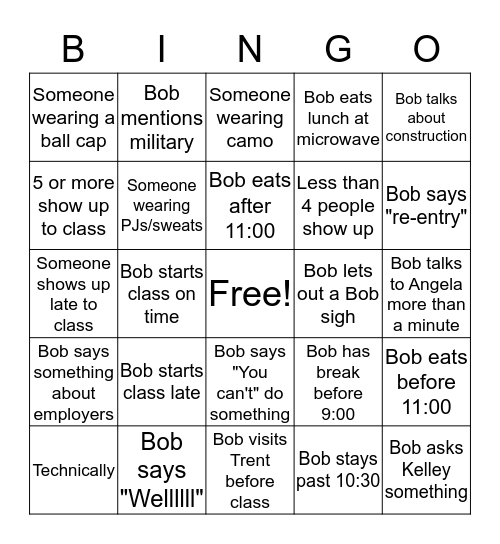 Bobby Bingo Card
