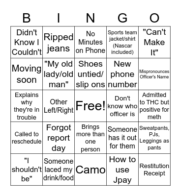 Report Day Bingo Card