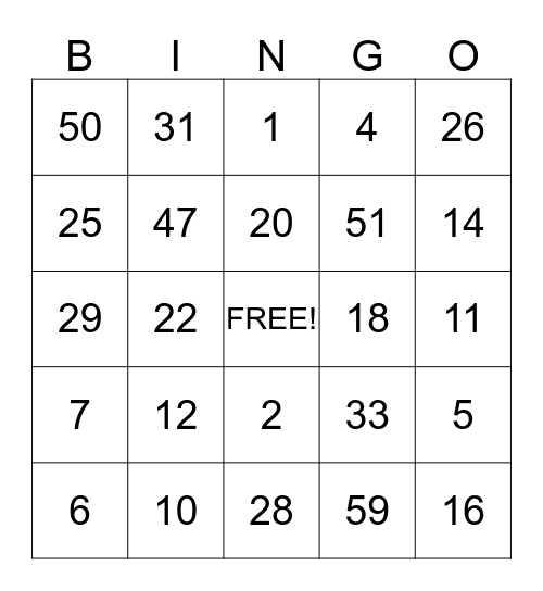 Thanksgiving Bingo Card