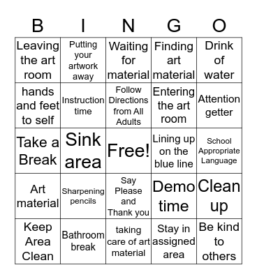 PBIS Bingo Card