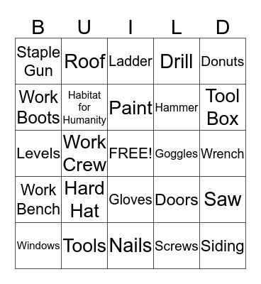 Habitat for Humanity Bingo Card