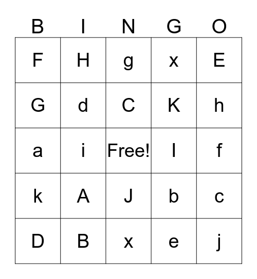 Alphabet Bingo Card