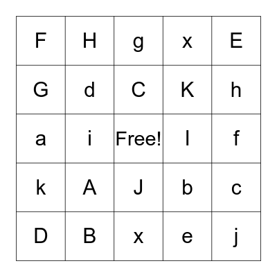 Alphabet Bingo Card