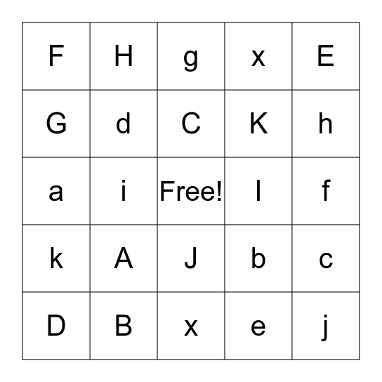Alphabet Bingo Card