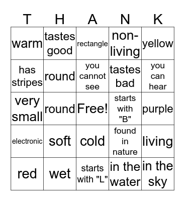 I'm thankful for something... Bingo Card