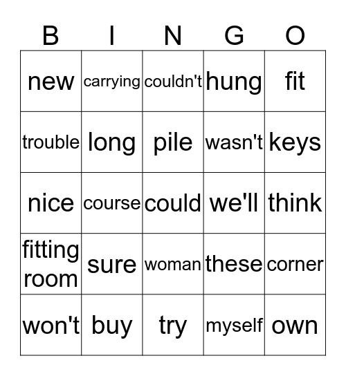 The new suit Bingo Card