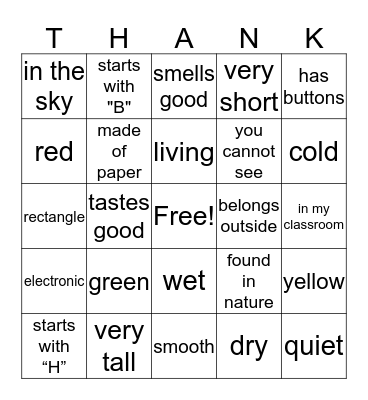 I'm thankful for something... Bingo Card