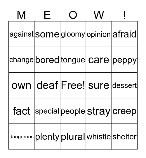 Little Kitten, Big Cat Bingo Card