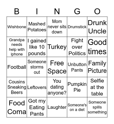 Thanksgiving  Bingo Card