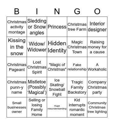 Corny Christmas movie Bingo  Bingo Card