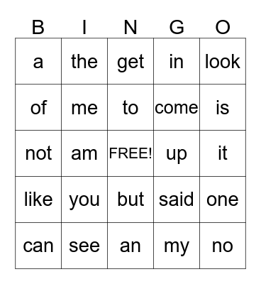 Sight Words- 14 Weeks Bingo Card
