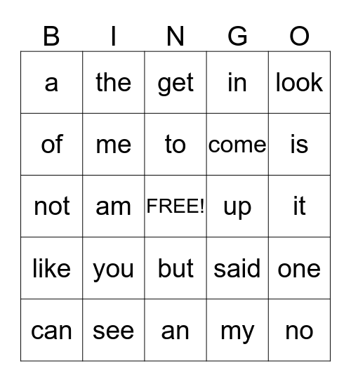 Sight Words- 14 Weeks Bingo Card
