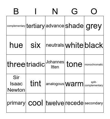 COLOR THEORY Bingo Card