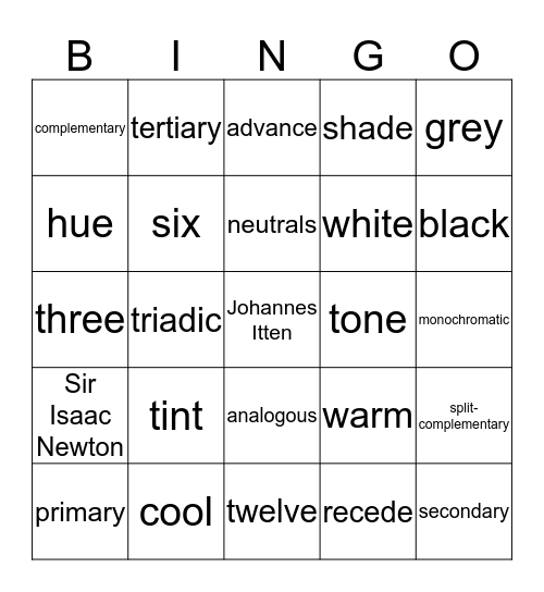 COLOR THEORY Bingo Card