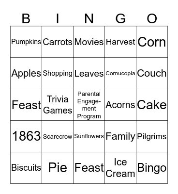 Thanksgiving Bingo Card