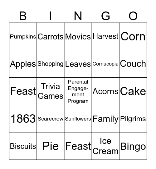 Thanksgiving Bingo Card