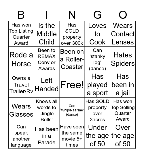 REMAX Temple-Belton Christmas  Bingo Card