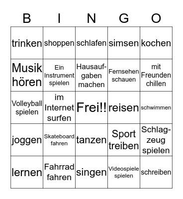 Verben Bingo Card