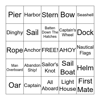 Nautical Bingo Card