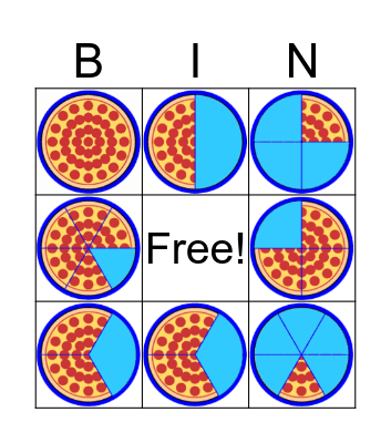 Pizza Fraction Bingo Card