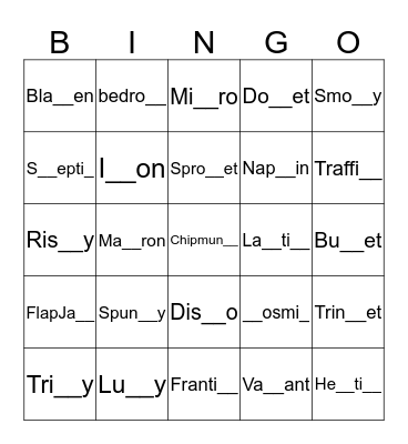 Picnic Chicken Basket Bingo Card