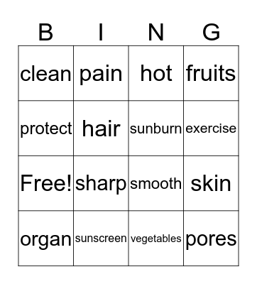 Health Bingo Card