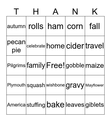 Thanksgiving Bingo Card