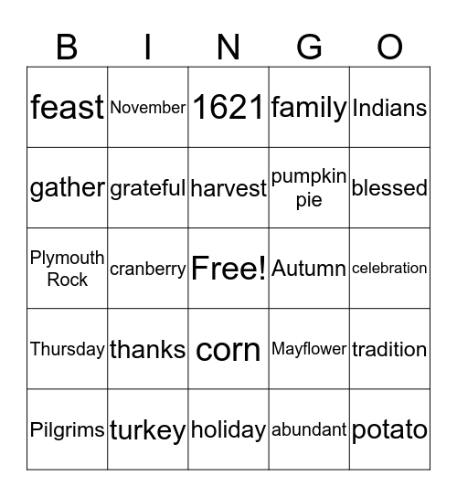 Thanksgiving Bingo Card