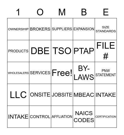 #1 OMBE Bingo Card