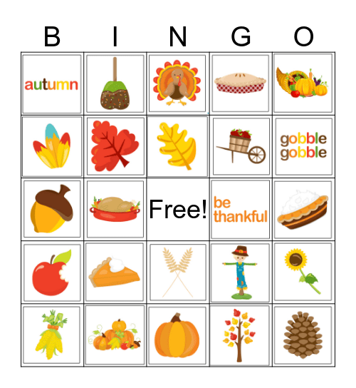 Thanksgiving Bingo Card