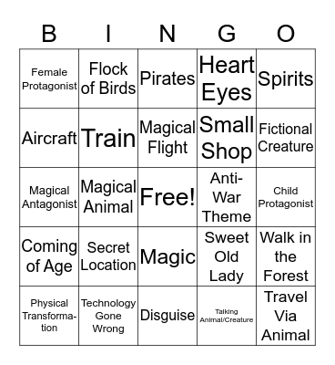 Ghibli Bingo Card